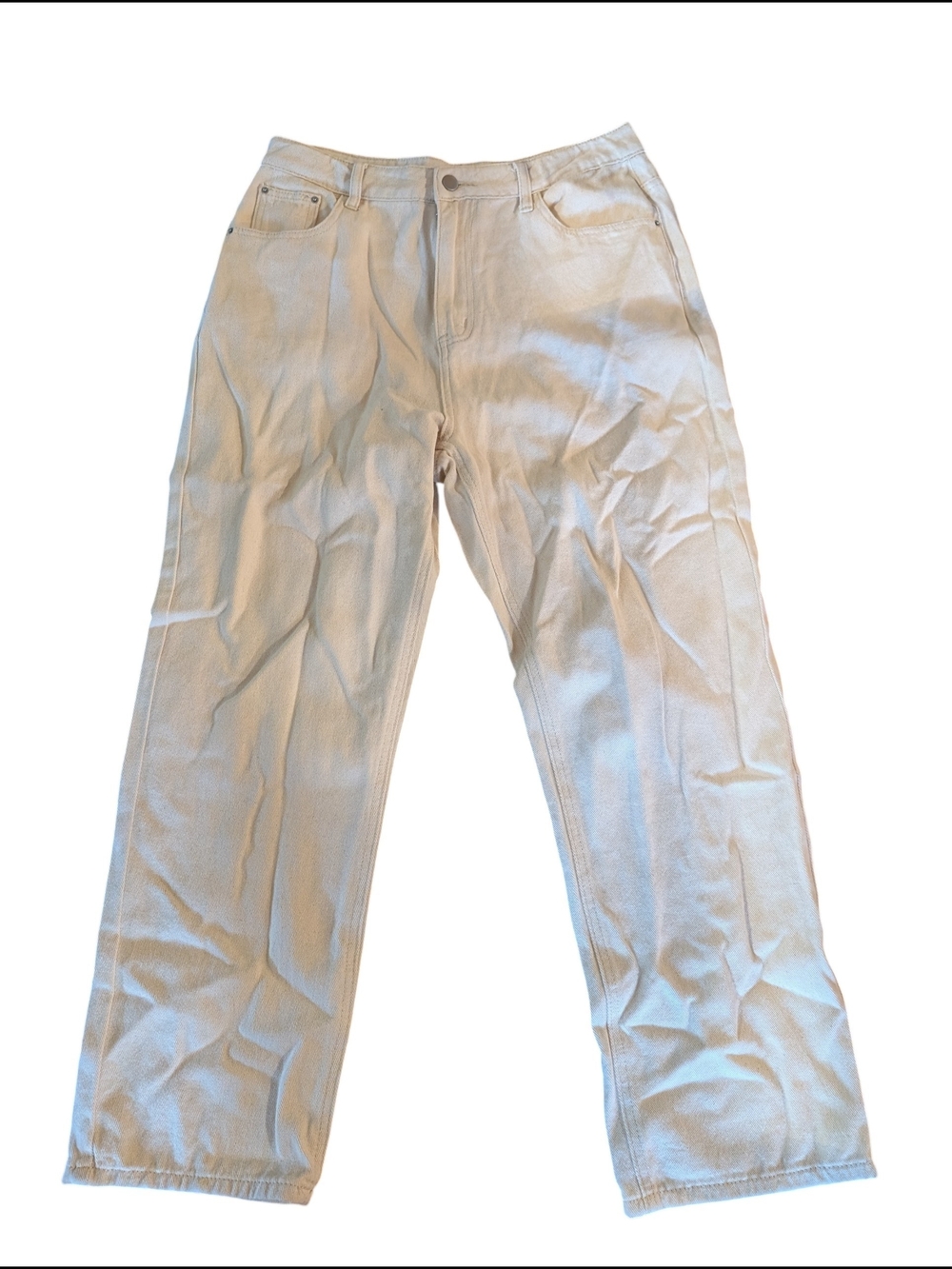 Womenβs Cream Straight-Leg Chinos